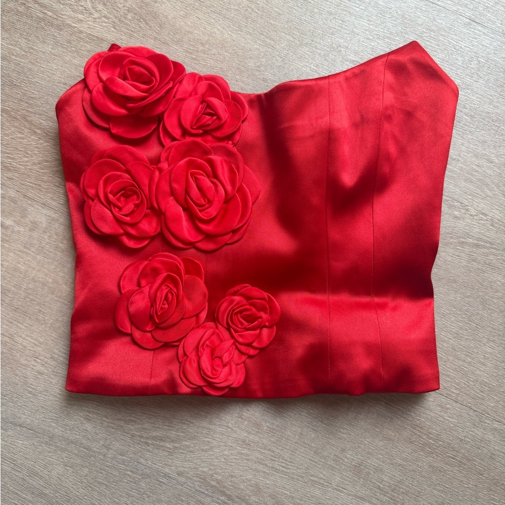 Lovers + Friends Red Rosette corset